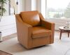 Uixe Light Brown Faux Leather Upholstered Swivel Accent Barrel Chair