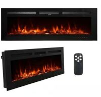 Mondawe 50 in. Wall-Mounted or Built-In Electronic Fireplace Insert with Adjustable Flame in Black