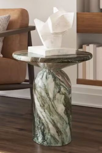 Poly and Bark Wels 17.5 in. Stone Specialty Shape Green Marble End Table