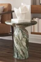 Poly and Bark Wels 17.5 in. Stone Specialty Shape Green Marble End Table