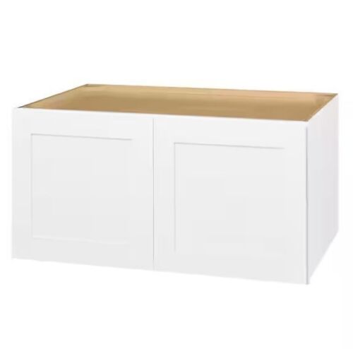 Hampton Bay Avondale 36 in. W x 24 in. D x 18 in. H Ready to Assemble Plywood Shaker Wall Bridge Kitchen Cabinet in Alpine White