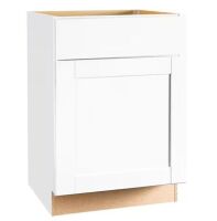 Hampton Bay Shaker 24 in. W x 24 in. D x 34.5 in. H Assembled Base Cabinet in Satin White