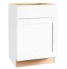 Hampton Bay Shaker 24 in. W x 24 in. D x 34.5 in. H Assembled Base Cabinet in Satin White