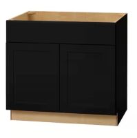 Hampton Bay Avondale 36 in. W x 24 in. D x 34.5 in. H Ready to Assemble Plywood Shaker Sink Base Kitchen Cabinet in Raven Black