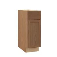 Hampton Bay Sinclair 12 in. W x 24 in. D x 34.5 in. H Assembled Base Cabinet in Shaker Saddle Oak