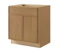 Hampton Bay Leyton 30 in. W x 24 in. D x 34.5 in. H Ready to Assemble Plywood Slim Shaker Base Kitchen Cabinet in White Oak