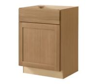 Hampton Bay Avondale 24 in. W x 21 in. D x 34.5 in. H Ready to Assemble Plywood Shaker Bath Kitchen Cabinet in White Oak