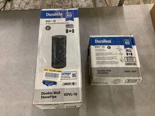 DuraVent DVL Double Wall Stove Pipe 6in. Diameter X 18in. Length & DVL Double Wall Stove Pipe 6in. DVL Chimney Adapter