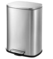 Qualiazero 13 Gal. Stainless Steel Kitchen Trashcan, Step-on, Rectangle