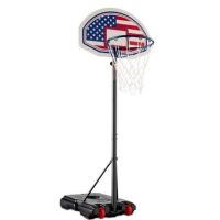 Kids Height-Adjustable Basketball Hoop, Portable Backboard System w/ Wheels