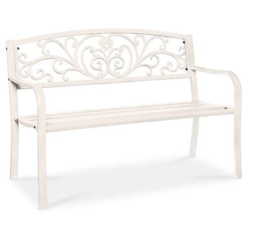 Steel Bench for Outdoor, Patio, Garden w/ Floral Design - 50in
