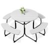 8-Person Circular Picnic Table w/ Umbrella Hole, 4 Benches