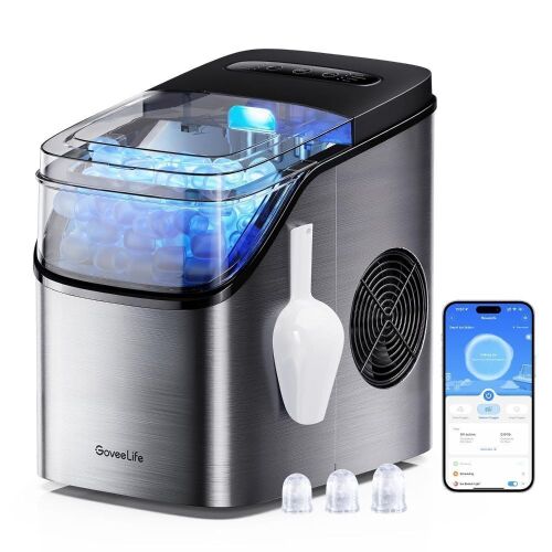 GoveeLife Smart Countertop Ice Maker, 9 Ice Cubes in 6 Minutes 3 Sizes, 26lbs/24Hrs, Self Cleaning RGB Lights