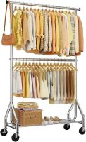 HYSEYY Heavy Duty Double Rod Clothing Rack
