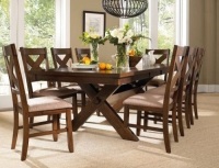 Roundhill Furniture Karven 9 Piece Wooden Dining Table Set. New with Damage on the Table Top