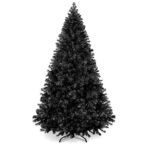 Artificial Black Christmas Tree, Unlit Pine Design w/Easy Assembly 6ft