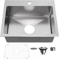 Bathenum 20" x 16" Drop in Kitchen Sink Stainless Steel Single Bowl