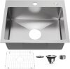 Bathenum 20" x 16" Drop in Kitchen Sink Stainless Steel Single Bowl