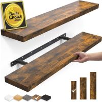 22.5" Floating Shelves, Rustic Brown, Set of 2