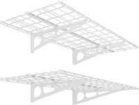 FLEXIMOUNTS 2x4ft Garage Storage Rack Wall Mounted Floating Shelves, White, 2 Pack