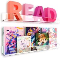RORKIM 24 inch Clear Acrylic Display Book Shelves, 2 Pack