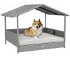 Wicker Dog Bed with Canopy