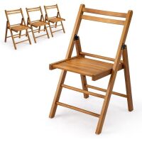 4 Pack Wood Folding Chairs with Comfortable Curved Backs