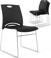 Set of 4 Stackable Office Chairs with Metal Sled Base