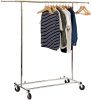 Lot of (3) New Single Rail Rolling Clothing Racks in Chrome. 