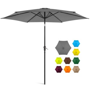 10ft Outdoor Steel Market Patio Umbrella Decoration w/ Tilt, Crank Lift