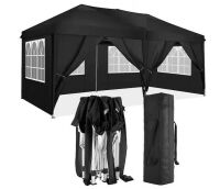 10 ft. x 20 ft. Black Pop Up Canopy Tent with 6 Removable Sidewalls