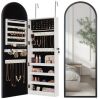 Door/Wall Mounted Arch Mirror Jewelry Armoire, w/ Metal Frame, Built-In Lock