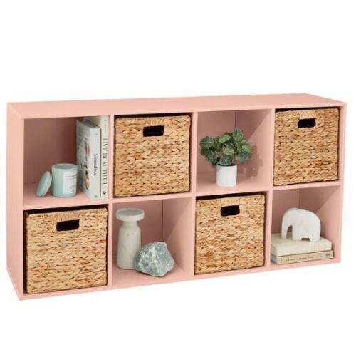 8-Cube Bookshelf, 11in Storage Display w/ Removable Panels, Customizable