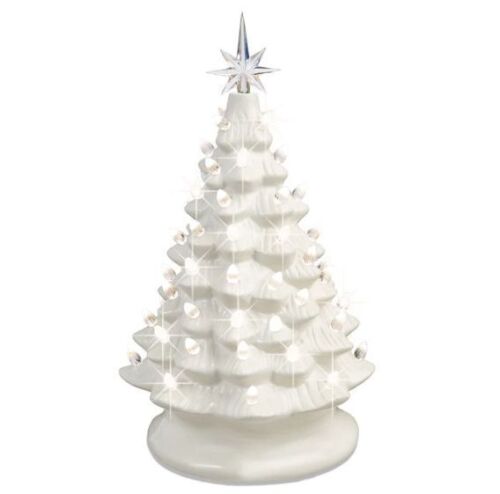 Pre-Lit Ceramic Tabletop Christmas Tree with Lights- 15in