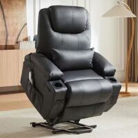 Bestier 35 in. W Black Power Lift Recliner Chair with 8-Point Massage and Heating - Missing Filling for Arm Rests