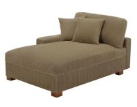 Uixe Camel Corduroy Polyester Left Arm Facing Sectional Chaise Lounge with Wood Legs