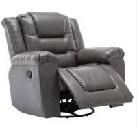 Nestfair Gray 360&deg; Swivel and Rocking PU Manual Recliner Chair with Wide Armrest