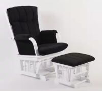 ARTIVA Home Deluxe Black Microfiber and White Wood Glider and Ottoman Set