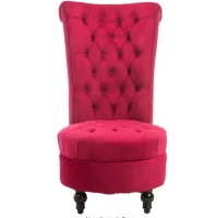 HOMCOM Red High Back Accent Chair Upholstered Armless Chair Retro Button-Tufted Design with Thick Padding and Rubberwood Leg