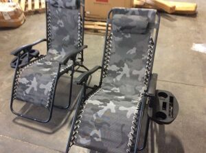 Set of 2 Adjustable Zero Gravity Patio Chair Recliners w/ Cup Holders