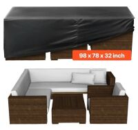 VEVOR 420D Heavy Duty Waterproof Outdoor Dining Table and Chairs Cover, 98L x 78W x 32H inch, Black