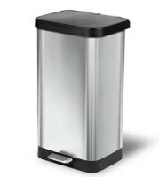 Glad 20 Gal. Stainless Steel Step Can with Antimicrobial Lid
