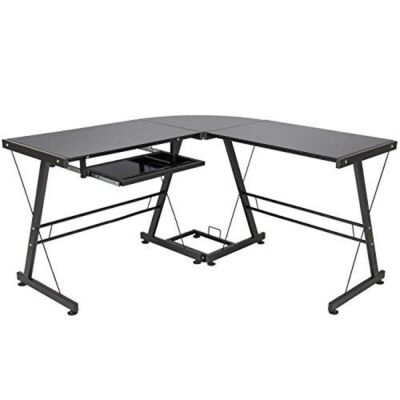 L-Shape Glass Top Computer Desk