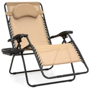 Oversized Reclining Zero Gravity Chair Lounger w/ Cup Holder, Pillow