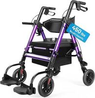 Rollator Walker for Seniors with Seat, Foldable 2 in 1 Rolling Walkers Wheelchair