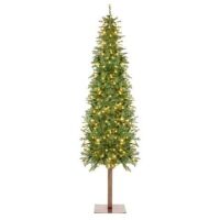 7.5'&nbsp;Pre-Lit Artificial Alpine Slim Pencil Christmas Tree w/ LED Lights, Stand