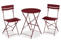 3-Piece Small Folding Patio Bistro Set w/ 2 Chairs