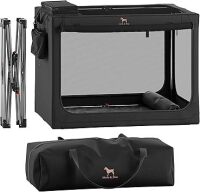 Noah & Paw Collapsible Dog Crate 30 Inches, Large Dog Crate for Large Medium Breeds, Travel Kennel for Car, Including Pet Mat for Pet Cage, 2 Storage Pockets, Handbag, 10mm Locking Zipper 30*21*21