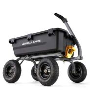 GORILLA CARTS 7 cu. ft. (40 in. x 27 in. x 11 in.), Patented Poly Bed Dumping Garden Cart, 1200 lbs. Capacity, Pull/Tow Handle Design