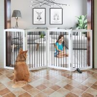 Folding Wooden Hallway & Stairs Dog Gate - 32" H, White